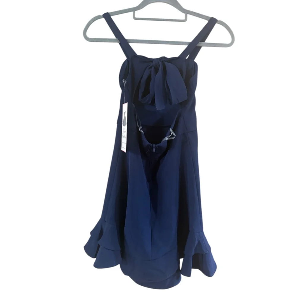Girls Rare Editions Navy Blue Casual Dress with Bow Size 10